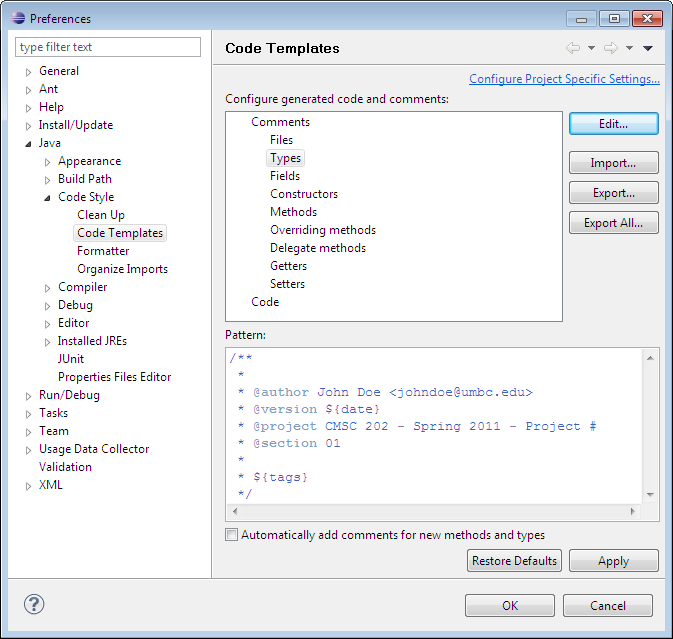 Code Templates