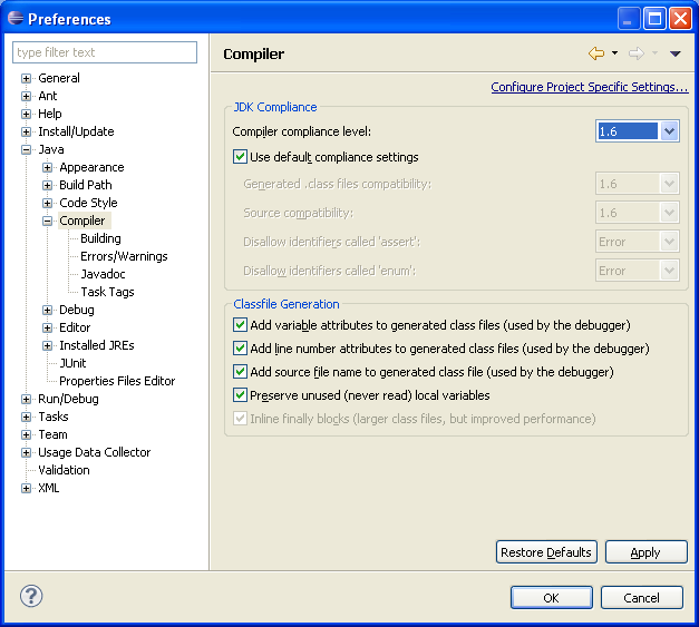 Compiler Settings