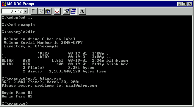 Screen Shot, AS31 in MSDOS window