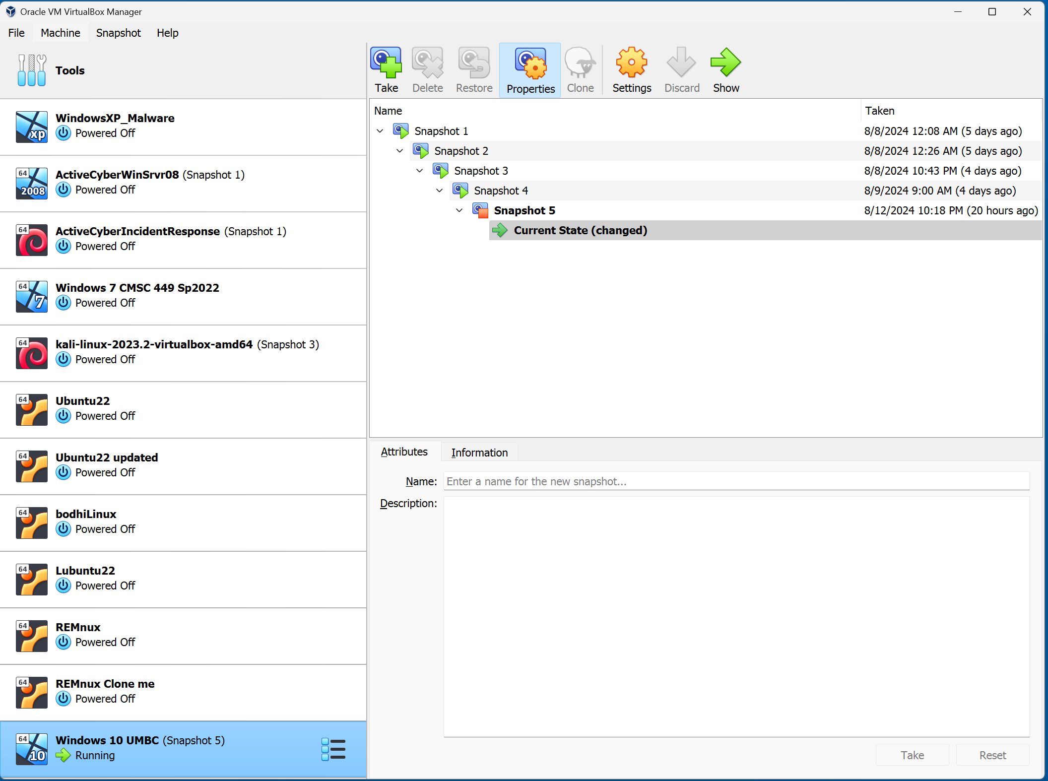 VMs in Virtual Box